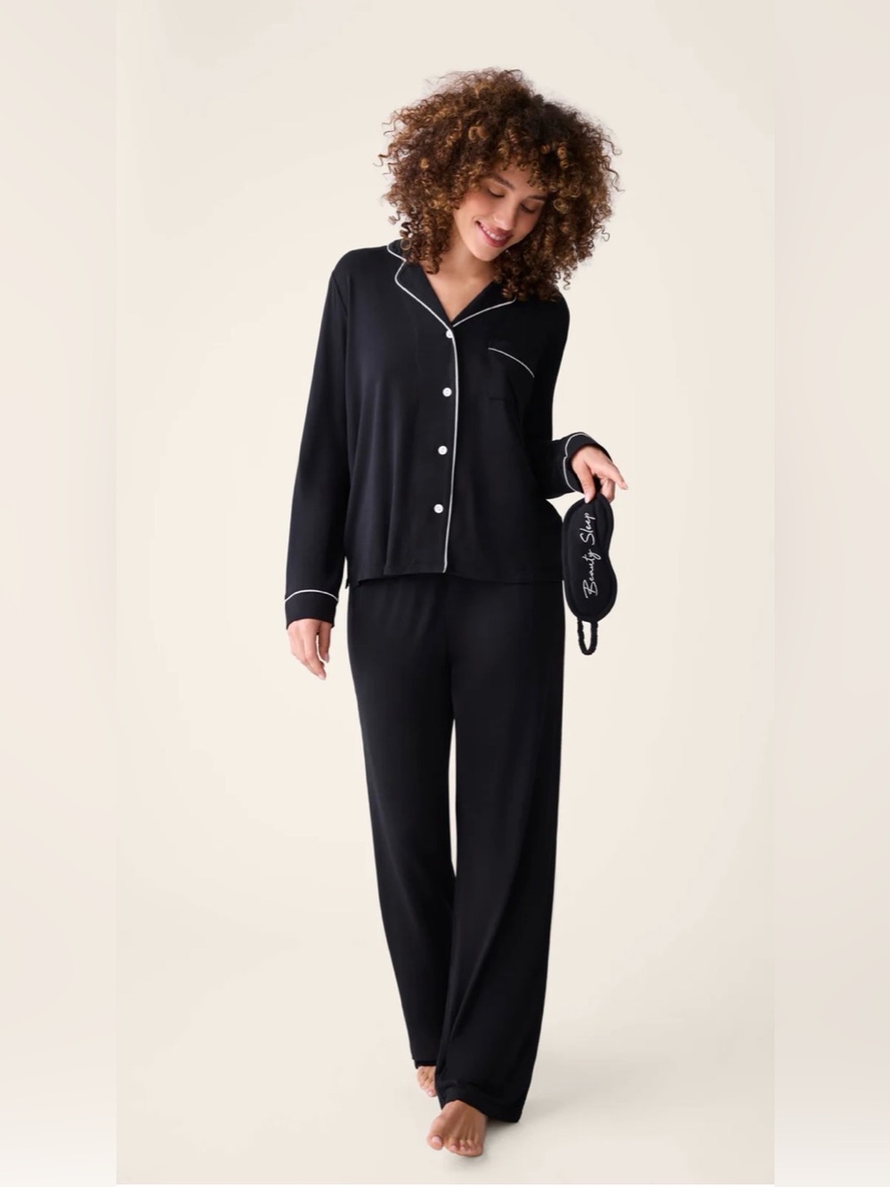 PJ Salvage Black Pajama Set with White Trim